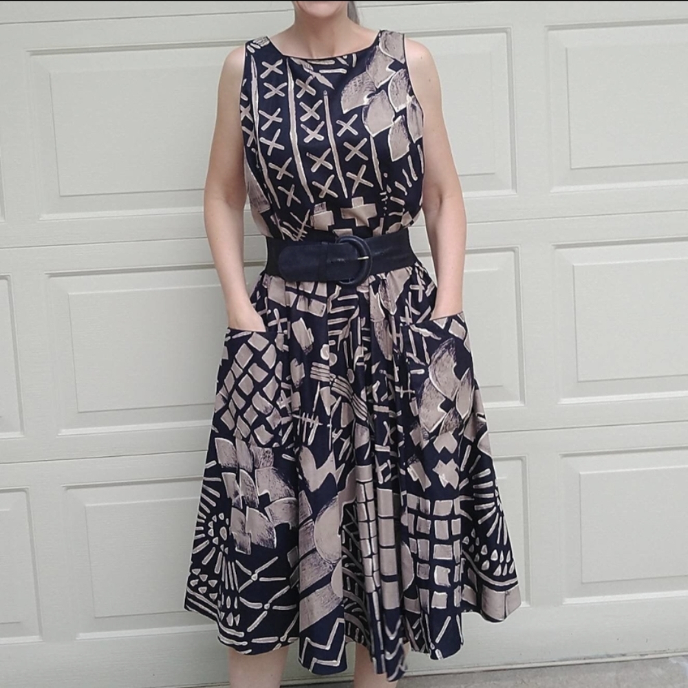 vintage SLEEVELESS DRESS WITH POCKETS 1980's M